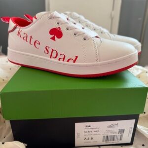 Kate Spade White Sneakers with Red Details
